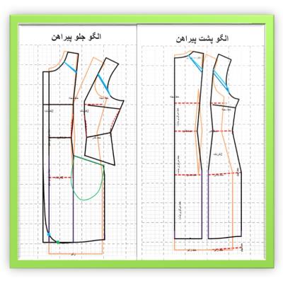 مدل ۸۲ ـ پیراهن با ساسون جلو روی جیب یا ساسون عصایی و ساسون سرشانه پشت و ترک وسط و پهلو ترک
